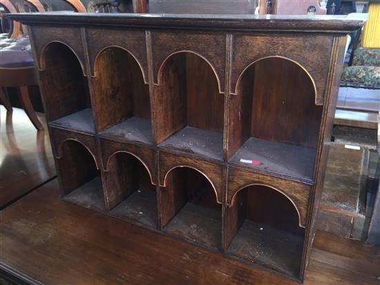 Oak pigeon hole wall shelf